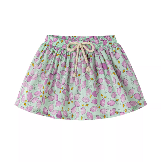 Jupe fille à motif citrons violets