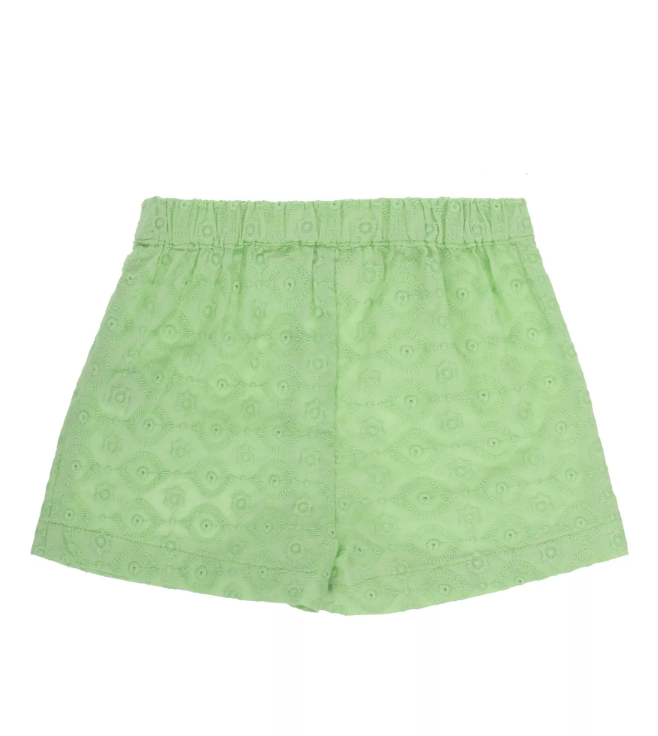 Short coton brodé vert anis fille