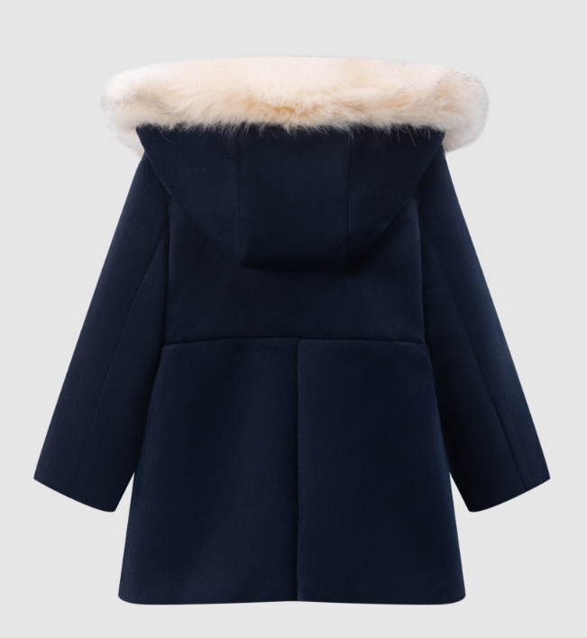 Manteau bleu marine à capuche Fille