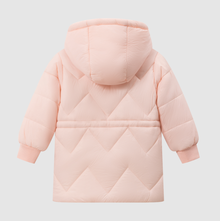 Doudoune rose fille cœur rouge