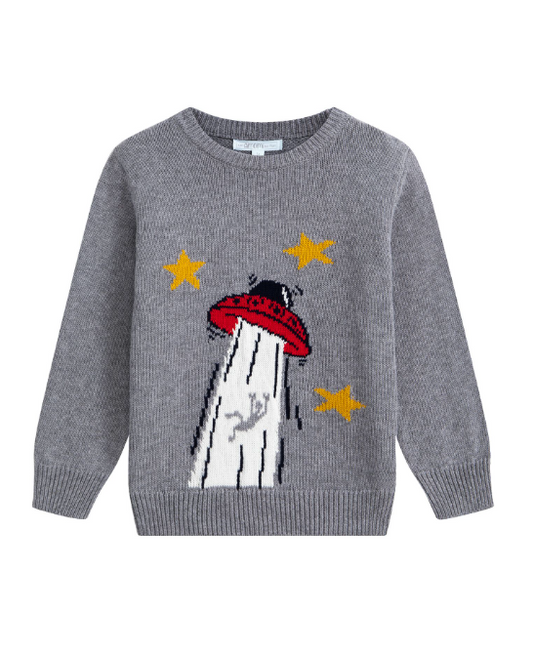 Pull gris Vaisseau Spacial Garçon