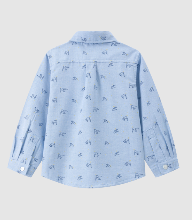 Chemise bleue à imprimé oiseaux Garçon