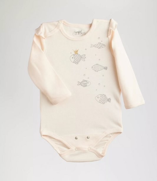 Body bébé fille à motif poissons