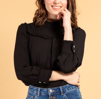 Blouse col victorien noire