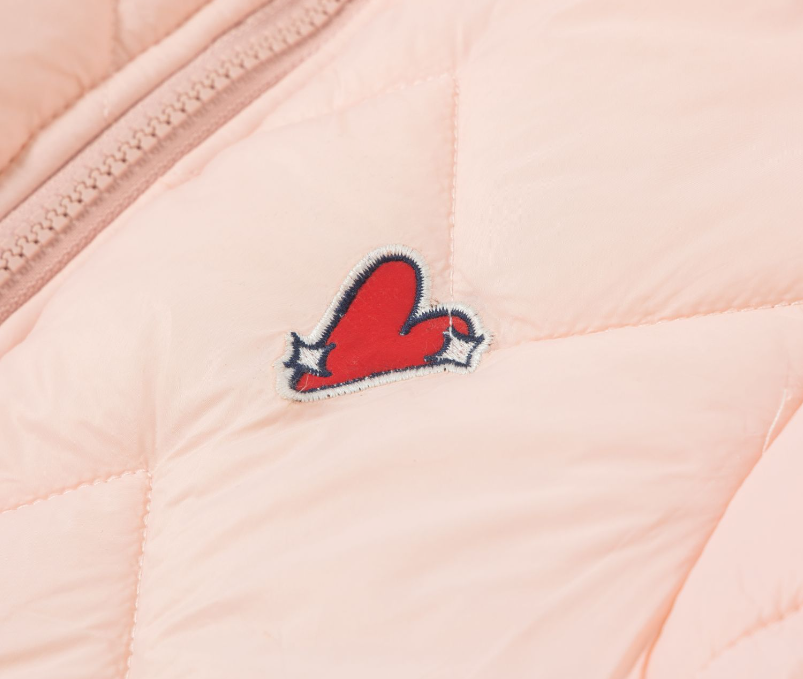 Doudoune rose fille cœur rouge