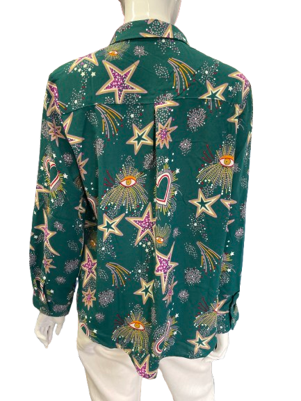 Chemise verte imprimée étoiles