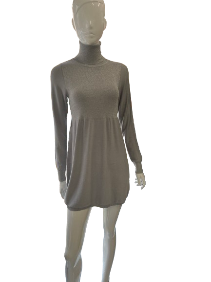 Robe col roulé lurex argenté