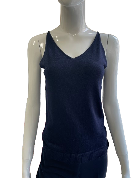 Top débardeur lurex marine