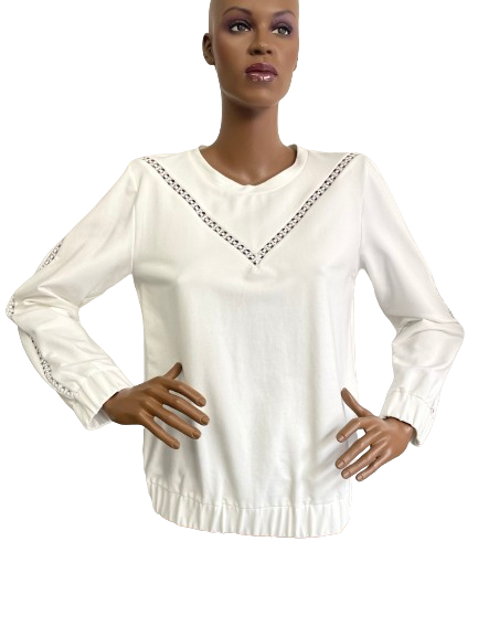 Sweat Blanc design découpé en V et aux manches