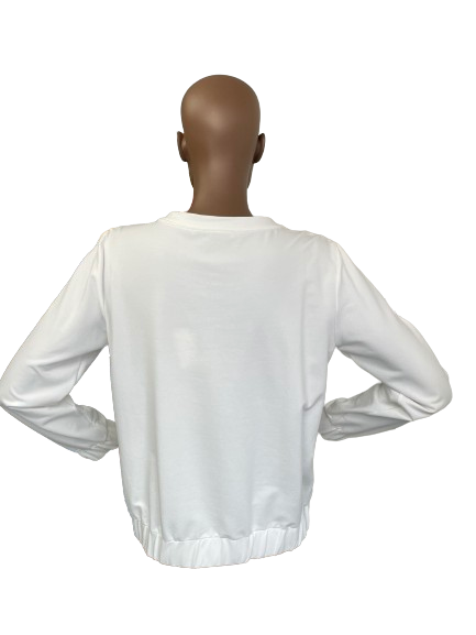 Sweat Blanc design découpé en V et aux manches