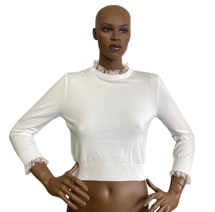 Pull écru détails dentelle