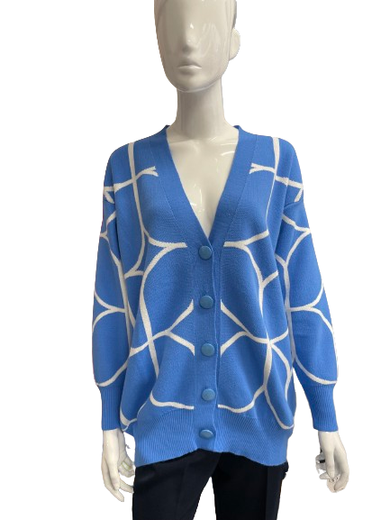 Gilet Bleu à motif géométrique