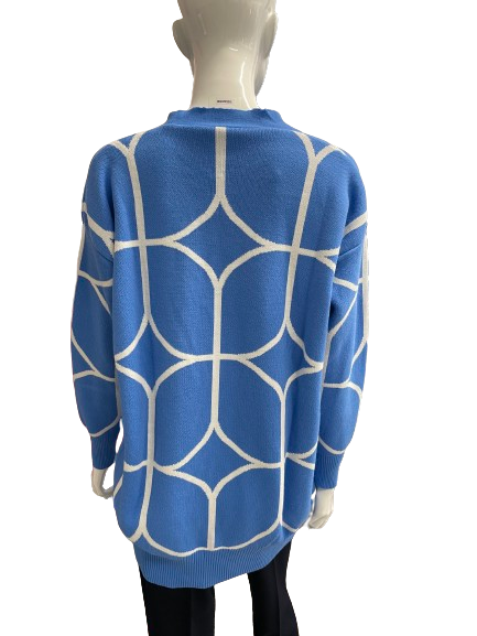 Gilet Bleu à motif géométrique