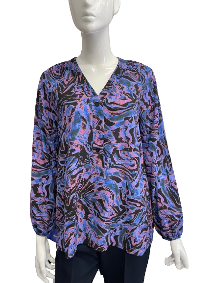 Blouse col V imprimé violet