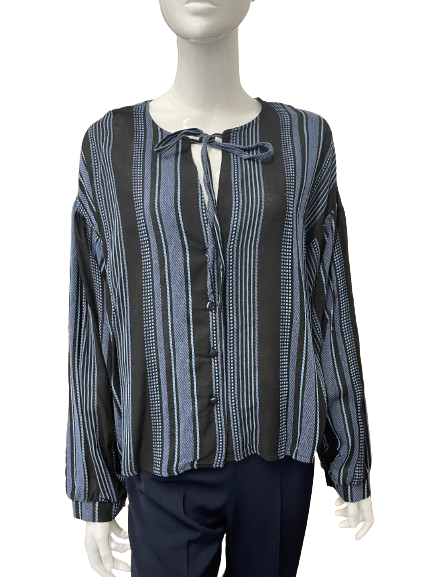 Blouse bleue à rayures
