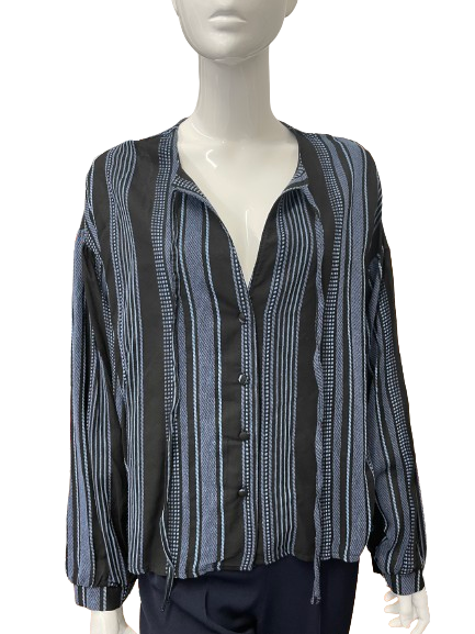 Blouse bleue à rayures