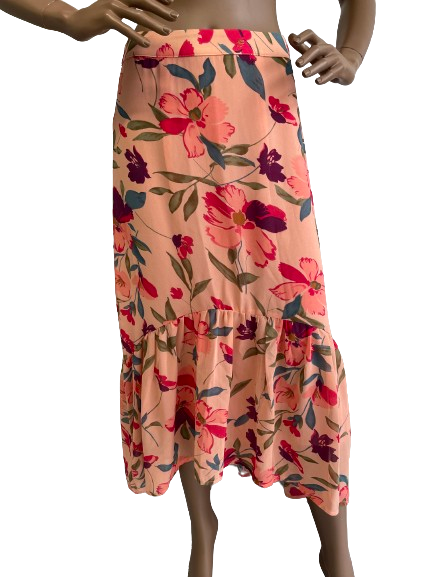 Jupe imprimée à volants en mousseline de soie