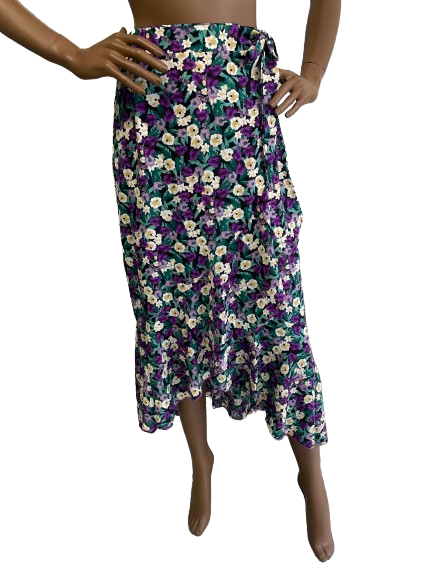 Jupe à imprimé floral ton violet