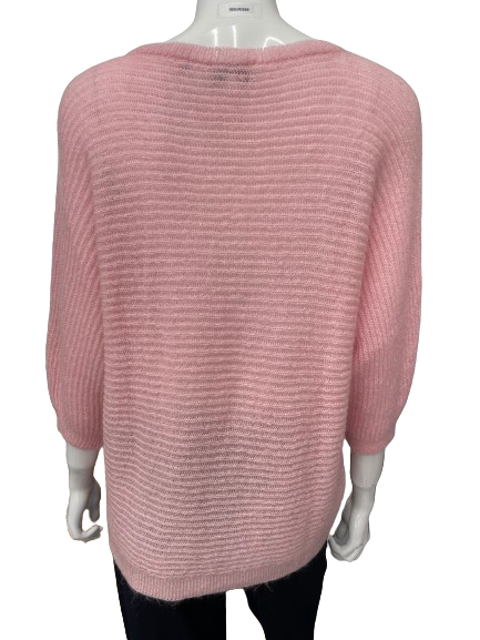 Pull rose maille torsade