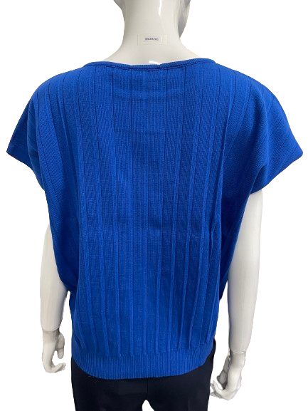 Pull bleu en maille plissée