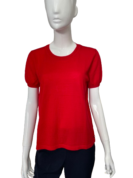 Pull rouge manches courtes