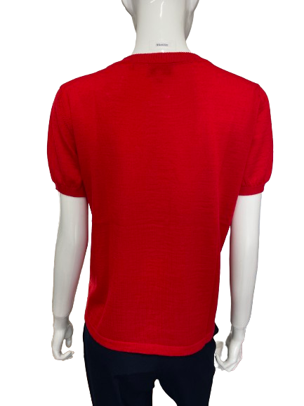 Pull rouge manches courtes