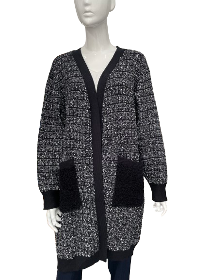 Gilet long noir 2 poches