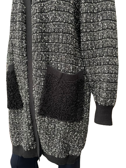 Gilet long noir 2 poches