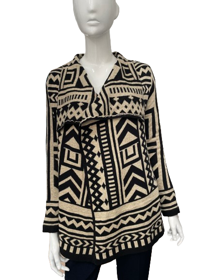 Gilet noir et beige motif géométrique