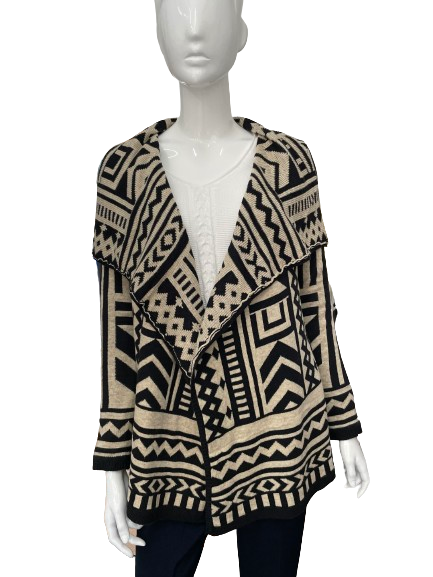 Gilet noir et beige motif géométrique