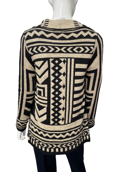 Gilet noir et beige motif géométrique