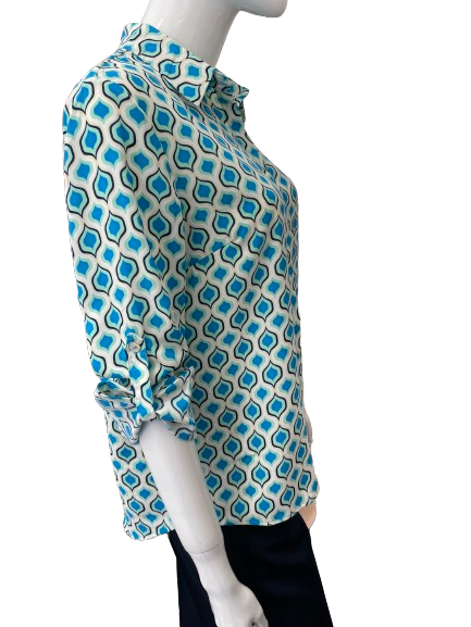Chemise à imprimé bleu