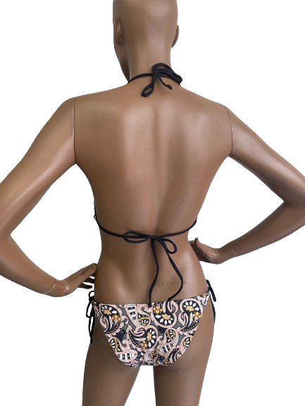 Haut de bikini réversible imprimé/ noir