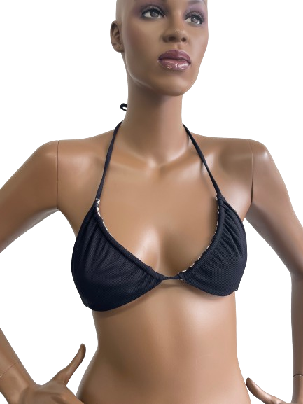 Haut de bikini réversible imprimé/ noir