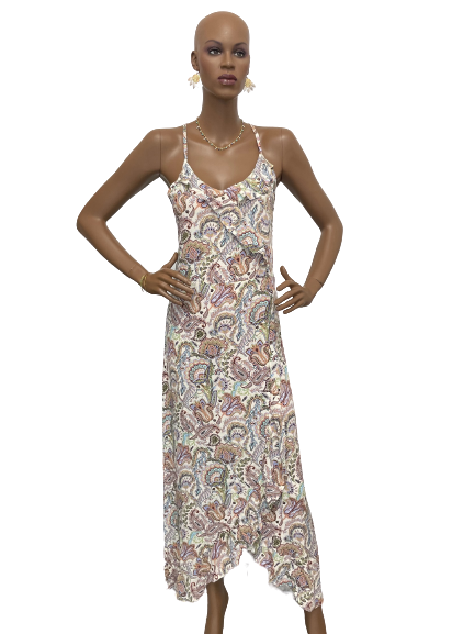 Robe longue imprimé Paisley à volants