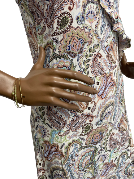 Robe longue imprimé Paisley à volants