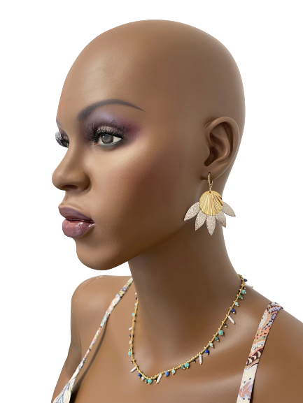Boucles d'oreilles en cuir champagne