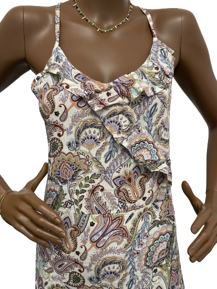 Robe longue imprimé Paisley à volants
