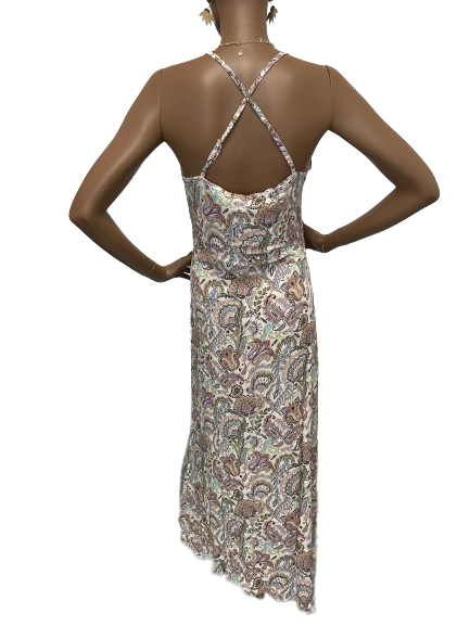Robe longue imprimé Paisley à volants