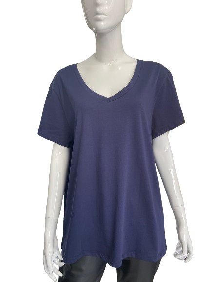T-shirt grandes tailles marine col V
