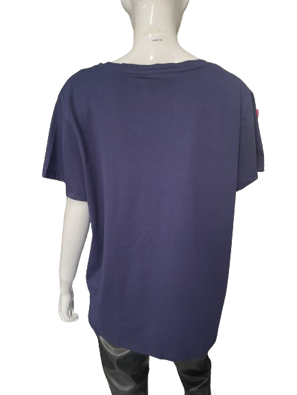 T-shirt grandes tailles marine col V