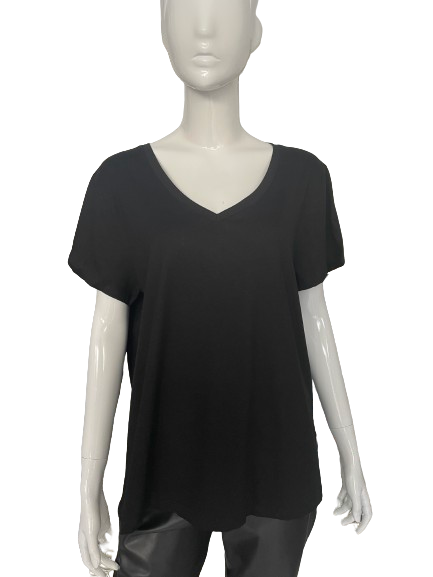 T-shirt grandes tailles noir col V