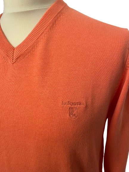 Pull orange col V mixte