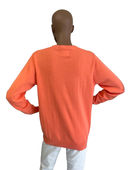 Pull orange col V mixte
