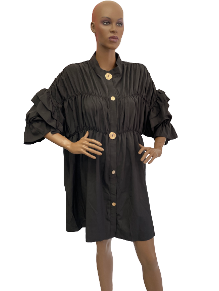 Robe noire à boutons dorés Grandes Tailles