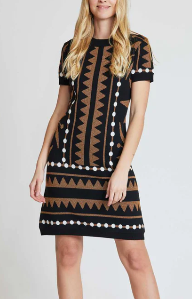 Robe en maille jacquard géométrique