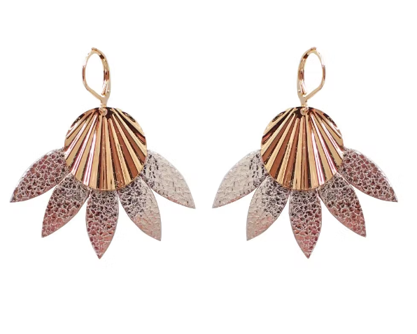 Boucles d'oreilles en cuir champagne