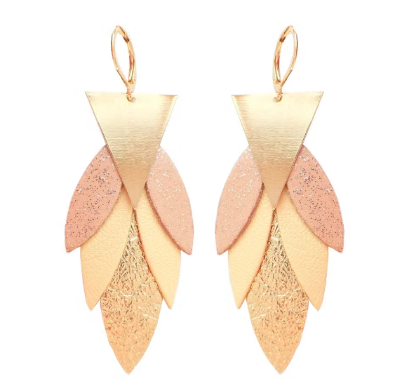 Boucles d'oreilles en cuir doré