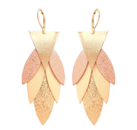 Boucles d'oreilles en cuir doré