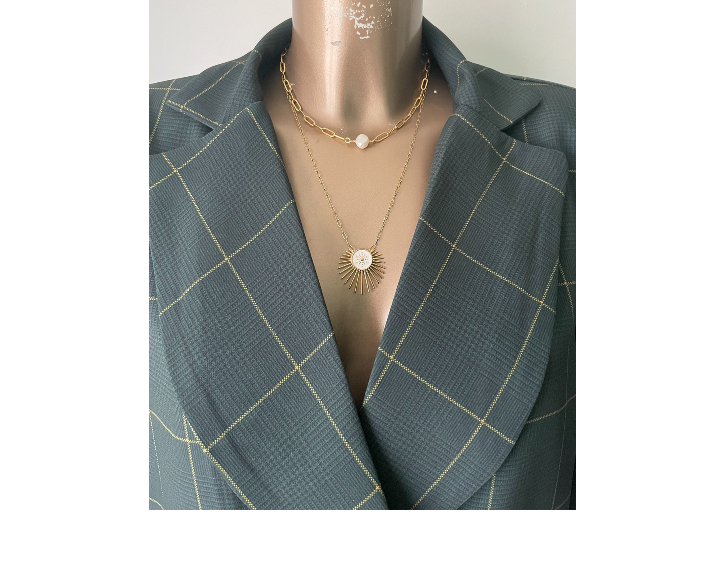 Collier maille trombone et perle